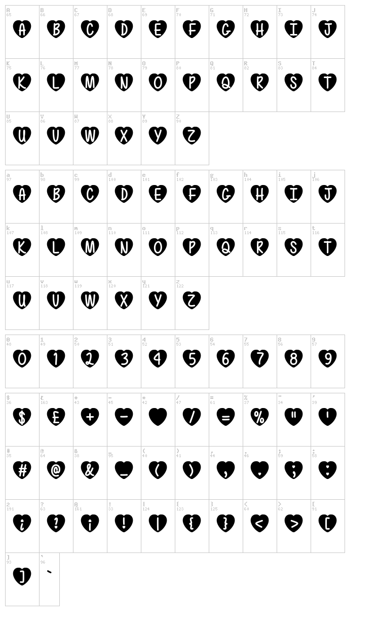 Mf Love Is Awesome font map